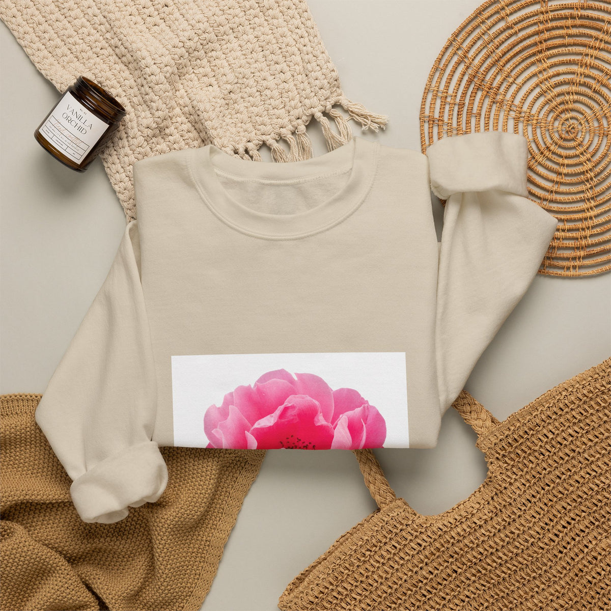 Pink Peony Crewneck Sweatshirt