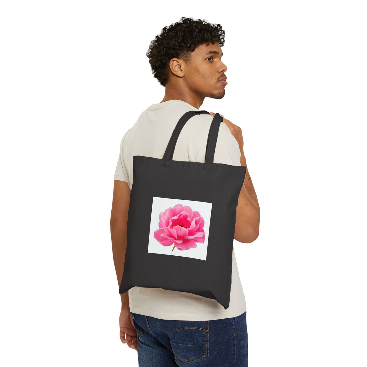 Canvas Tote Bag — Pink Peony Floral Market Tote