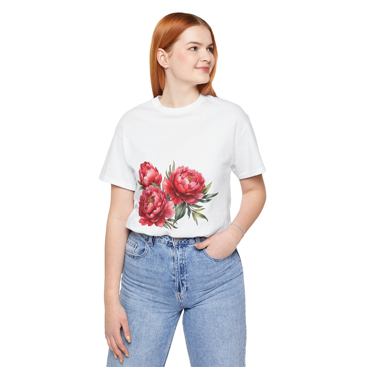 Peony Bouquet Floral Tee — Women's Pink Flower Graphic T-Shirt