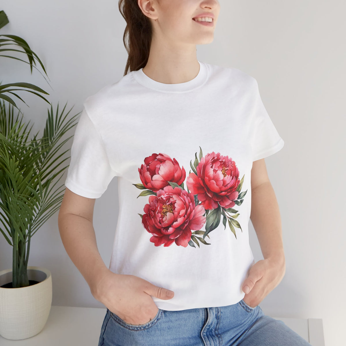 Peony Bouquet Floral Tee — Women's Pink Flower Graphic T-Shirt