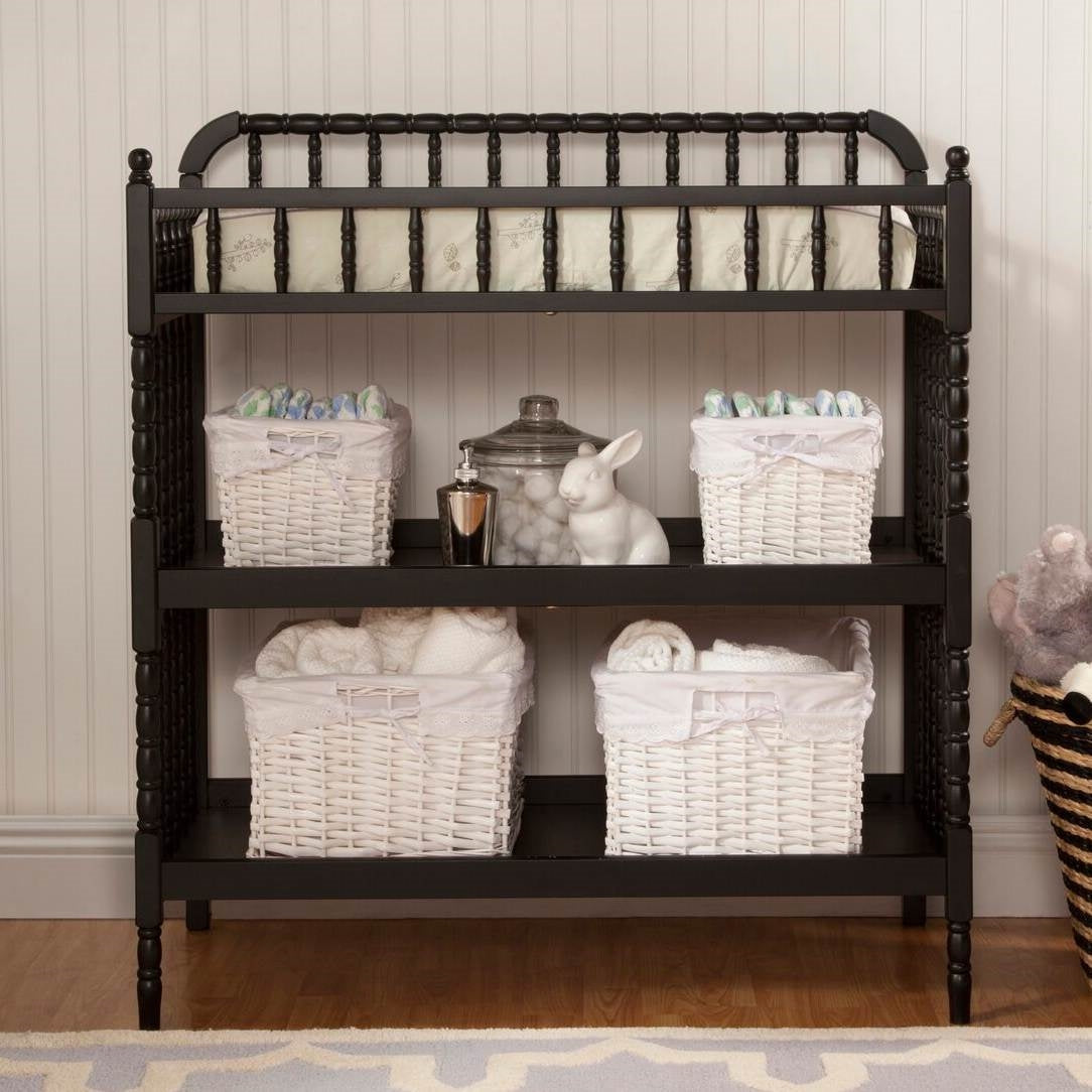 Black Wood Changing Table with Waterproof Pad