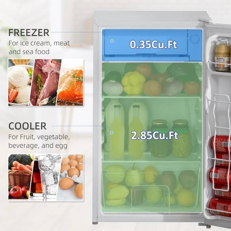 Compact Mini Fridge/Freezer - 3.2 Cu Ft, White