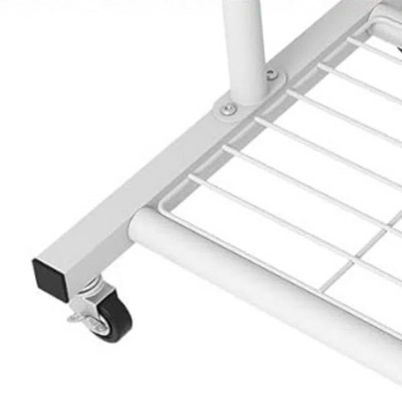 White Garment Rack with Lockable Wheels