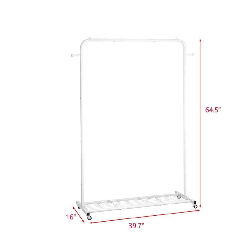 White Garment Rack with Lockable Wheels