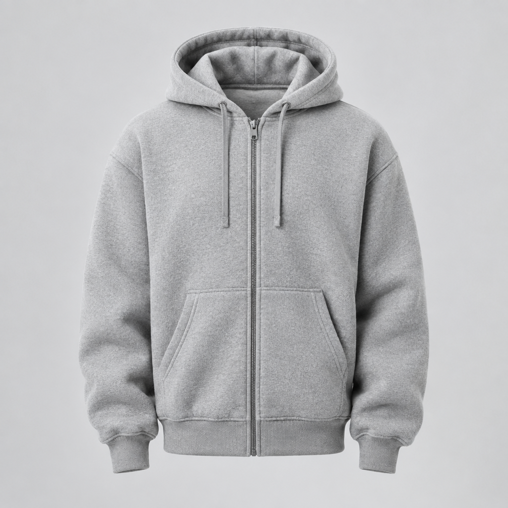Heavyweight full-zip hoodie in heather gray