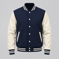 Navy and cream varsity letterman jacket