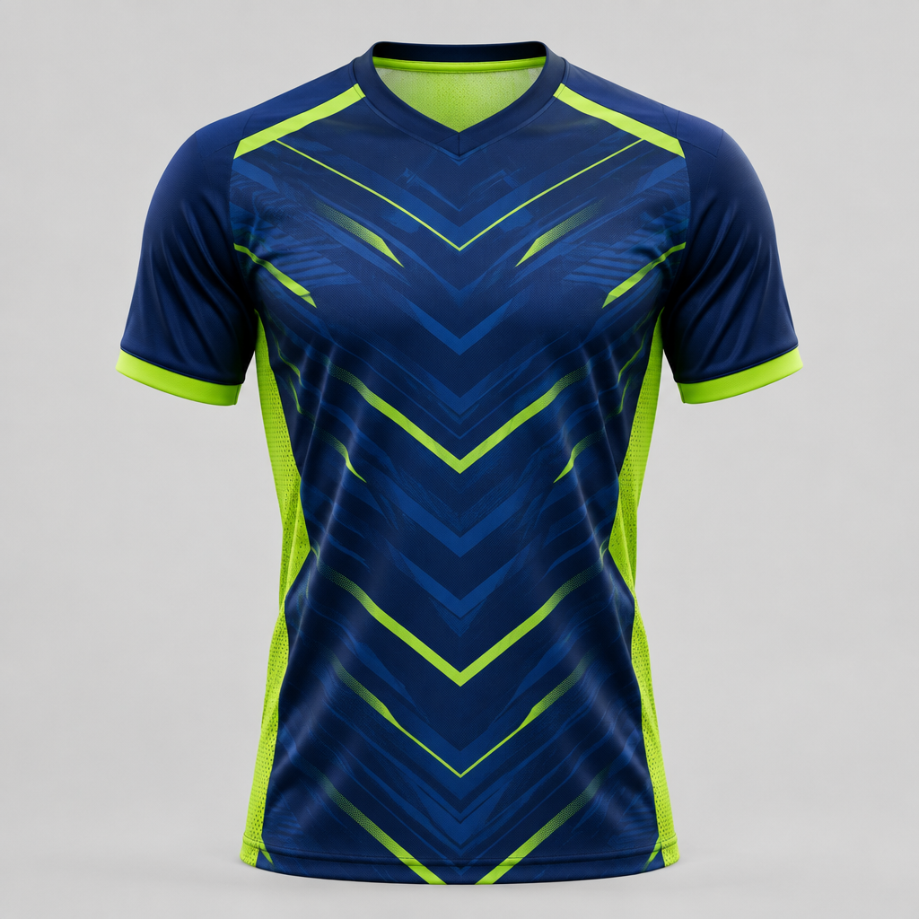Apex Pro Performance Jersey in navy and electric lime with chevron pattern